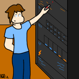 Jakob working on his datacentre! Jakob working on his datacentre!